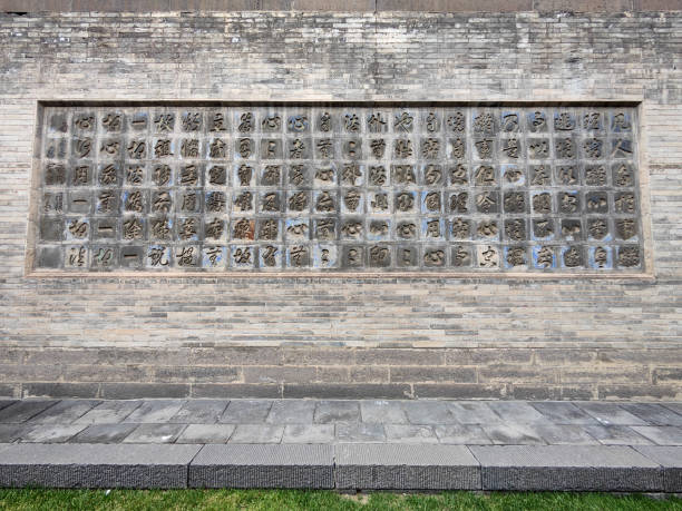 Inscriptions on a wall at Huayan Temple, a Buddhist temple located in Datong, Shanxi, China. It is an artistic complex of ancient Chinese architecture, sculpture, frescoes and inscriptions, as well as a cultural synthesis of religion and politics.