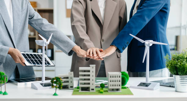 istock Business team people planning hand using laptop for working technology and business Net zero and carbon neutral concept.NET ZERO icons 2088388788