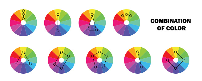 Color harmonies. Color theory. Color systems for graphic designer.