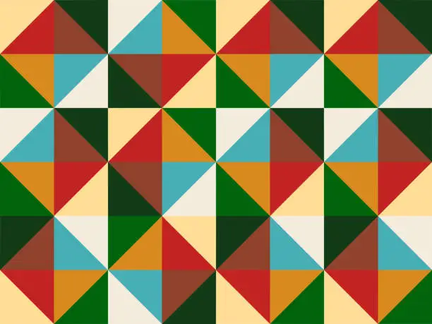 Vector illustration of Close-up of abstract triangle pattern in autumn colors.
