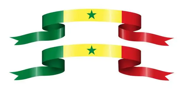 Vector illustration of set of flag ribbon with colors of Senegal for independence day celebration decoration