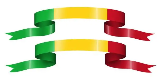 Vector illustration of set of flag ribbon with colors of Mali for independence day celebration decoration