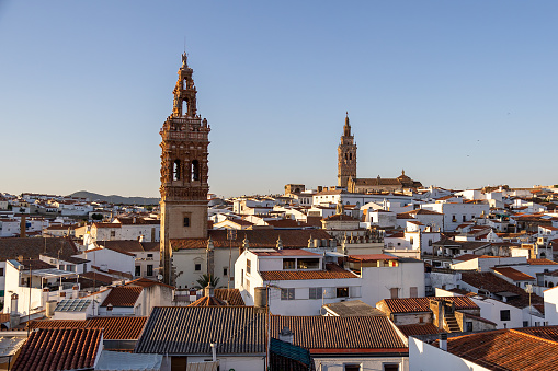 Panoramic view of Jerez de los Caballeros, a beautiful town of Badajoz famous for its skyline of churches and towers