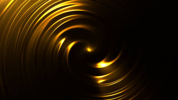 istock Abstract Reflective Shiny Waving Golden Metal Spiral Flowing Surface. Liquid Digital Glowing Texture Dark Yellow Melted Luxury Business Presentation Background. 2088523583