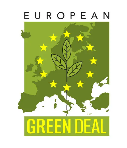 Vector illustration of European Green Deal - banner with Europe contour