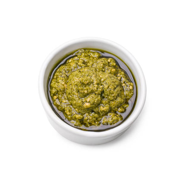 istock pesto sauce on a white background 2088539530