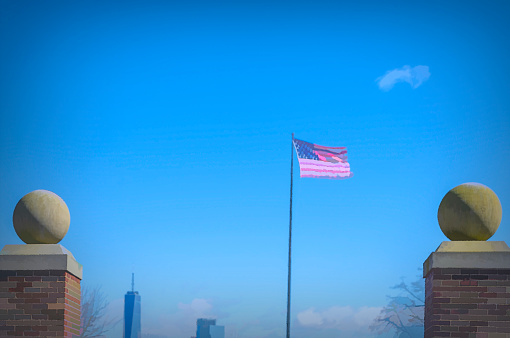 Flag on Liberty island, New York.
