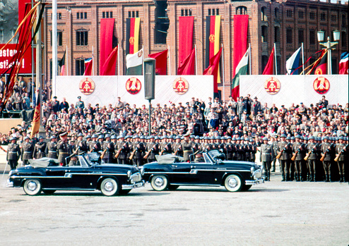 Military parade of the National People's Army of the German Democratic Republic on May 1, 1959 on Marx-Engels-Platz in East Berlin - GDR.