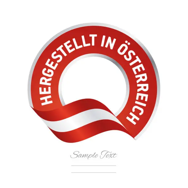Vector illustration of Made in Austria German language color label logo icon