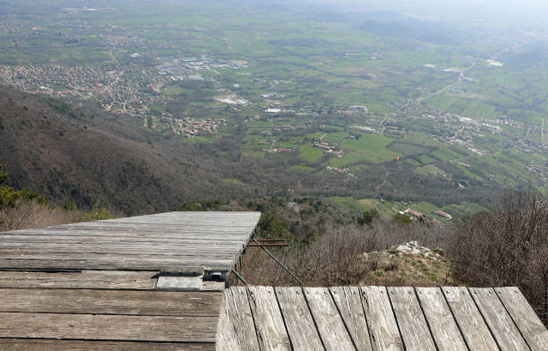 istock platform for launching paragliders and the houses in the valley below 2088626799