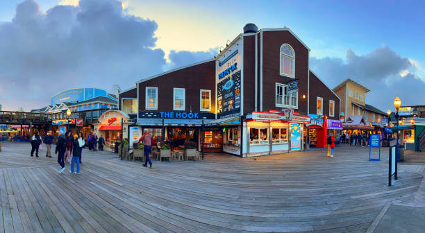 Juneau, AK, USA - July 25, 2022: Tracy’s King Crab Shack is a popular restaurant in downtown Juneau on the waterfront, by the cruise port, offering fresh crab legs and other seafood.