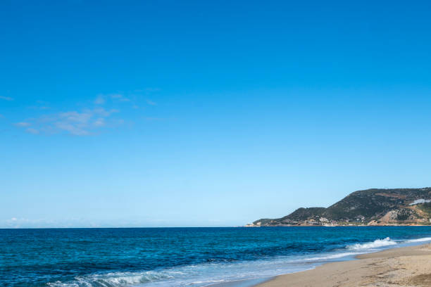 Alanya Turkey; March 15, 2024: Sky for background, sky and cumulus clouds. Bright blue sky and light of the sun. Beautiful landscape