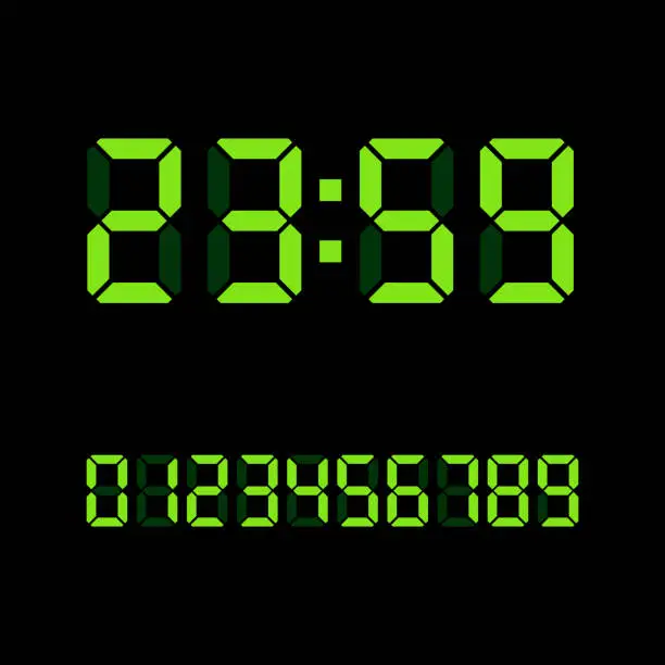 Vector illustration of Digital clock screens number set