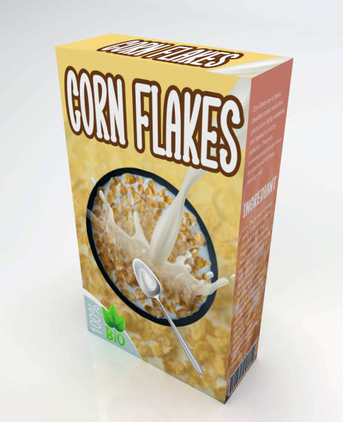 istock Corn Flakes packaging design concept, cereal paper Packing. isolated on a white background. 3D rendering illustration 2088710500