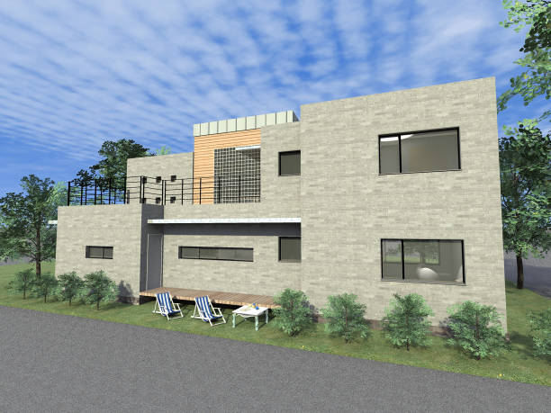 istock Modern style two-storey house Type Aa-exterior-2 - 3D Render Image 2088713084