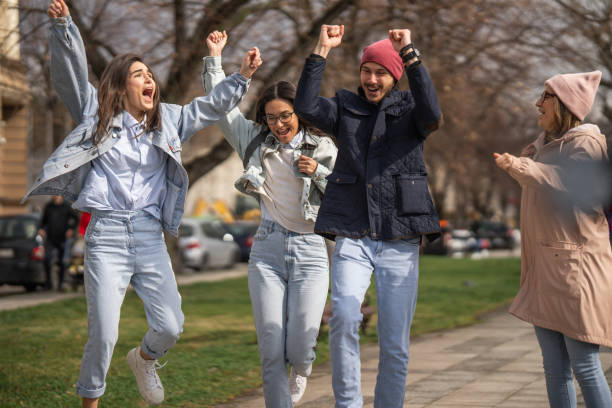 istock Cheerful students celebrate passing the exam 2088724503