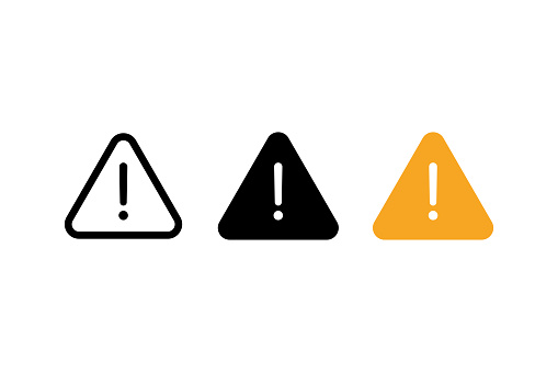 Caution alarm set. Caution sign. Danger sign collection, attention vector icon, yellow, red and black fatal error message element