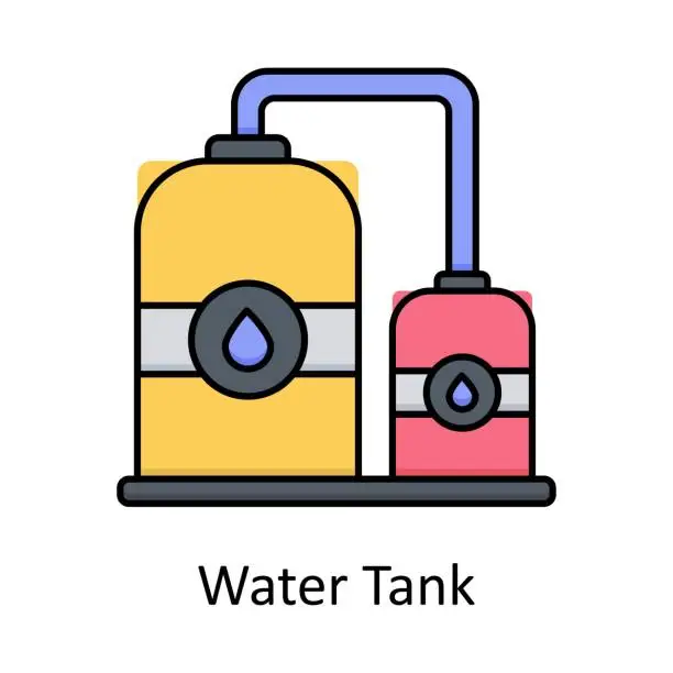 Vector illustration of Water Tank  vector outline icon design illustration. Manufacturing units symbol on White background EPS 10 File