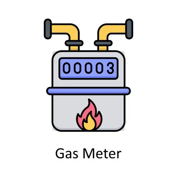 Vector illustration of Gas Meter vector outline icon design illustration. Manufacturing units symbol on White background EPS 10 File