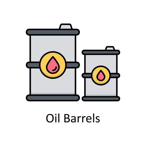 Vector illustration of Oil Barrels vector outline icon design illustration. Manufacturing units symbol on White background EPS 10 File