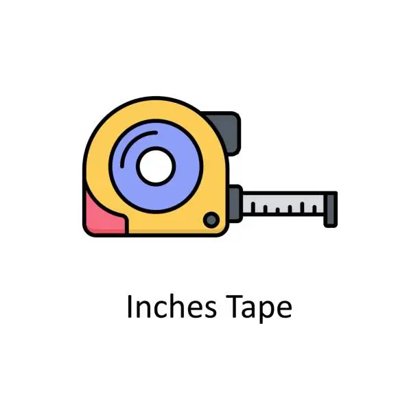 Vector illustration of Inches Tape vector outline icon design illustration. Manufacturing units symbol on White background EPS 10 File