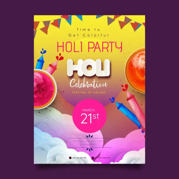 Vector illustration of Happy Holi Background for Festival of Colors celebration greetings