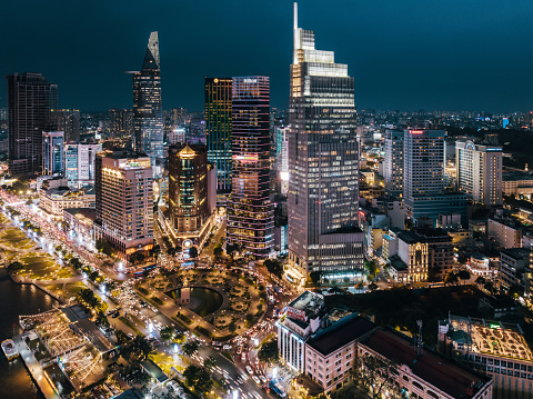 Ho Chi Minh City in Vietnam at night