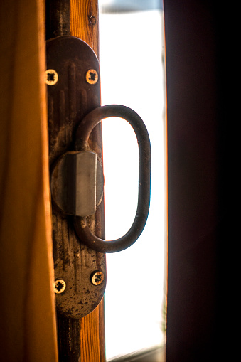 Old brass iron window handle
