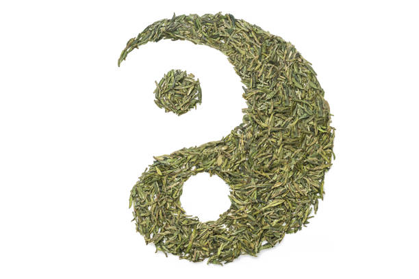 Chinese Green Tea arranged in a Chinese Tai Chi pattern