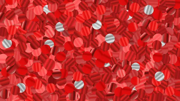 Vector illustration of Red Sparkling Sequins, Festive Background Closeup