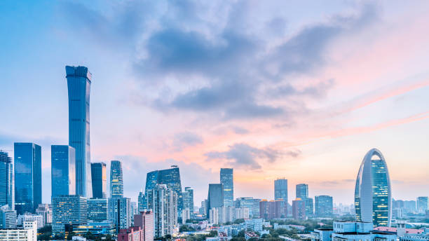 istock High angle dusk view of Beijing International Trade CBD Building Complex, China 2088862133