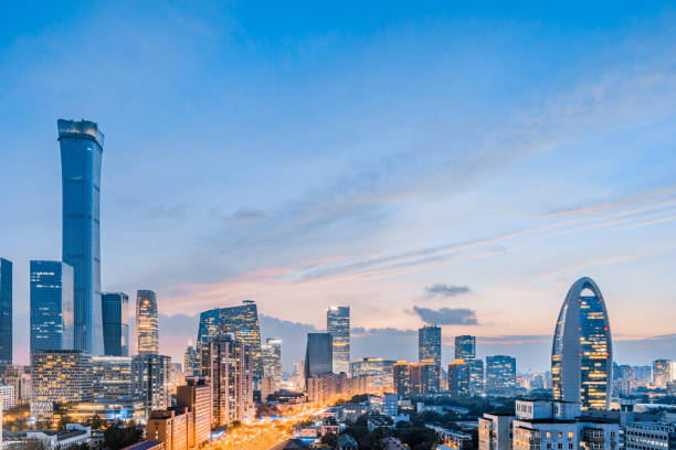 istock High angle night view of Beijing International Trade CBD Building Complex, China 2088862139