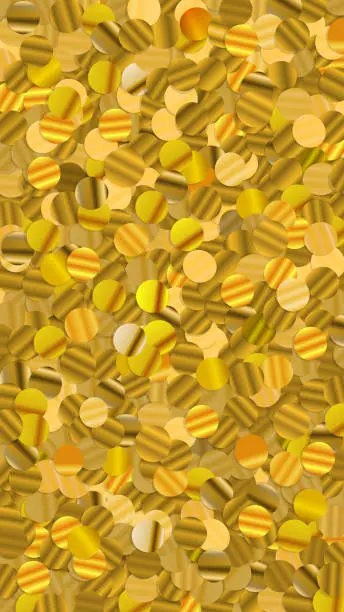 Vector illustration of Sparkling Gold Sequins, Festive Background Closeup, Vertical Format