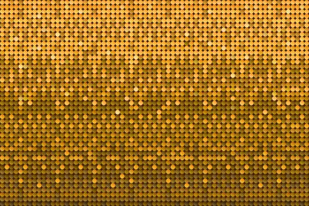 Vector illustration of Golden Sequin Background, Shiny Glitter Backdrop, Simple Seamless Pattern.