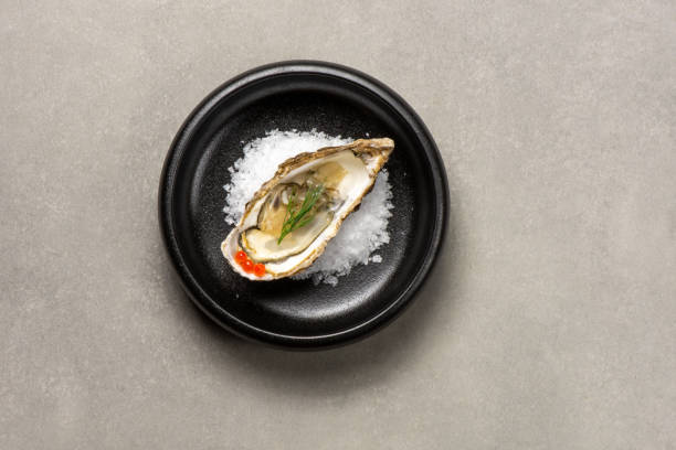 istock Half shell shucked oysters on a bed of salt 2088871846