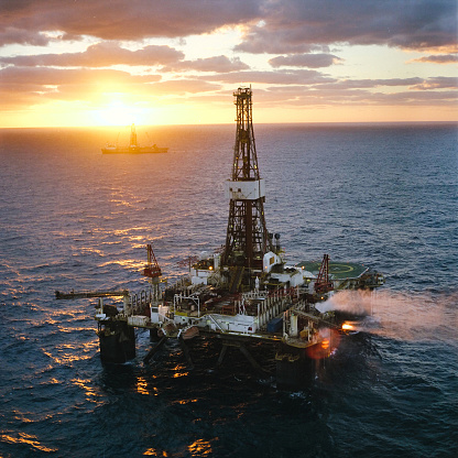 Offshore burner boom in oil drilling.