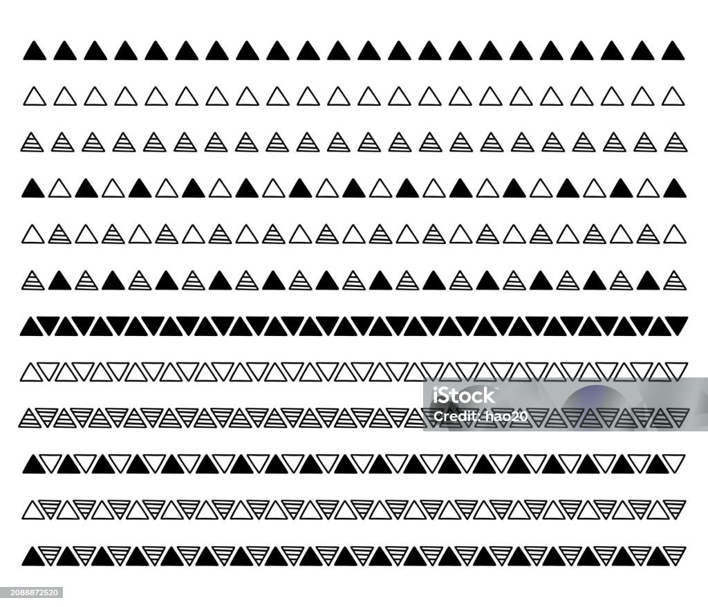 Decorative Triangular Pattern Decorative Material With Handdrawn Triangular Pattern Hand Drawn Line ...