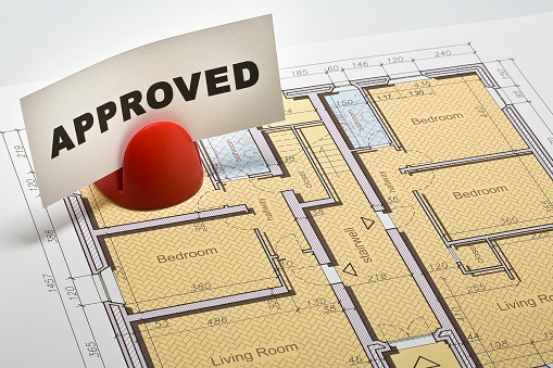 Approved Buildings Permit concept with approved residential building project and condominium residential building