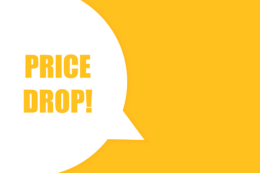 Price drop speech bubble banner. Can be used for business, marketing and advertising. Vector illustration.
