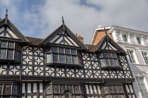 View of Shrewsbury architecture in the centre of Shrewsbury,