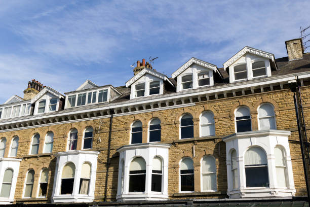 View of a row of terraced houses in  the centre of Harrogate