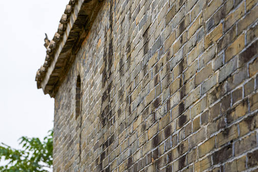 Ancient buildings with red bricks and red walls in rural China