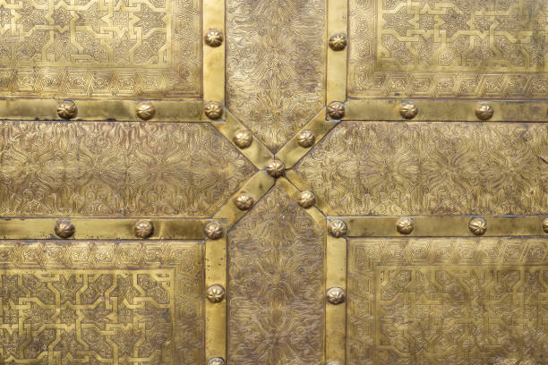 Fragment of a door with Arabic ornaments in Fes, Morocco