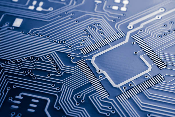 istock dark blue printed circuit. layout of tracks. 2088933411