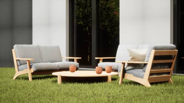 istock design and furniture in modern patio. 3d render 2088936583