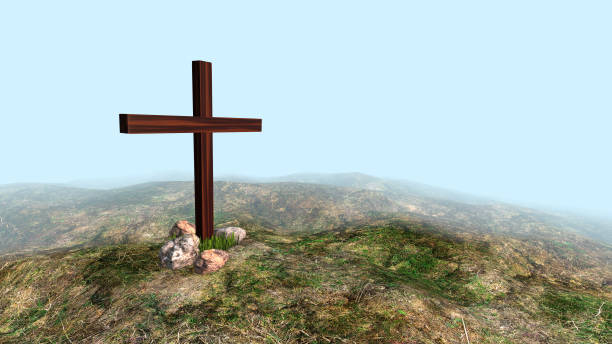 istock Good friday cross with fogy background 2088943468