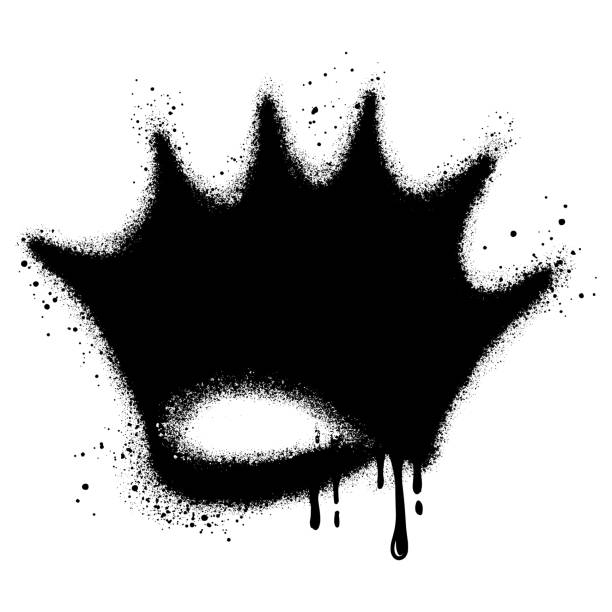 graffiti spray crown icon isolated on white background. - blob black splattered spotted点のイラスト素材／クリップアート素材／マンガ素材／アイコン素材