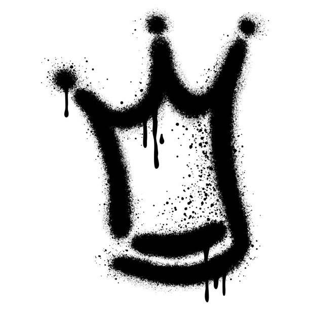 graffiti spray crown icon isolated on white background. - blob black splattered spotted点のイラスト素材／クリップアート素材／マンガ素材／アイコン素材
