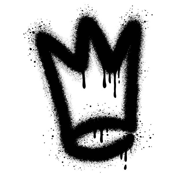 graffiti spray crown icon isolated on white background. - blob black splattered spotted点のイラスト素材／クリップアート素材／マンガ素材／アイコン素材