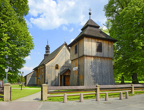 Lapanow, Poland - Wooden Saint Bartholomew's Church was built in 1529 and then rebuilt in 1614. Church belongs to a set of exquisite wooden churches of Poland.